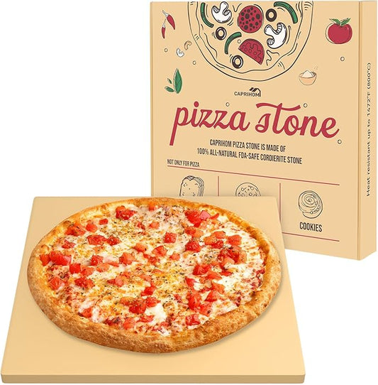 Pizza Stone for Oven 16" x 16" Pizza Stone for Grill Heavy Duty Cordierite Baking Stone for Grill, Ideal for Baking Different Sizes of Pizzas or Bread - Includes Scaper