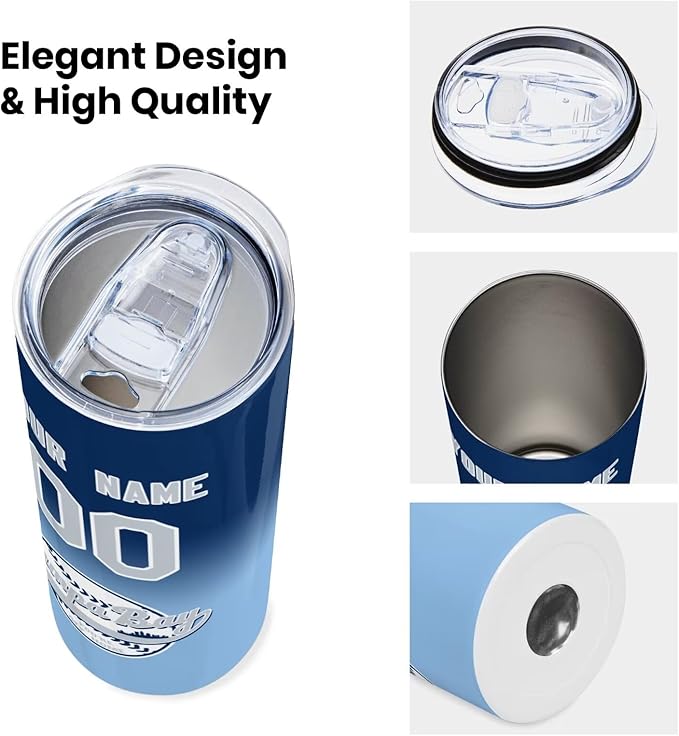 Custom Tumbler Stainless Steel Cup Personalized Baseball Vacuum Insulation Travel Mug Add Your Name Number Fans Gift for Baseball Fans