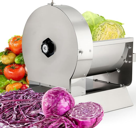 2-in-1 Electric Vegetable and Fruit Slicer, Adjustable Thickness 0.04-0.4", Commercial Stainless Steel Cutter for Cabbage, Tomatoes, Lemons