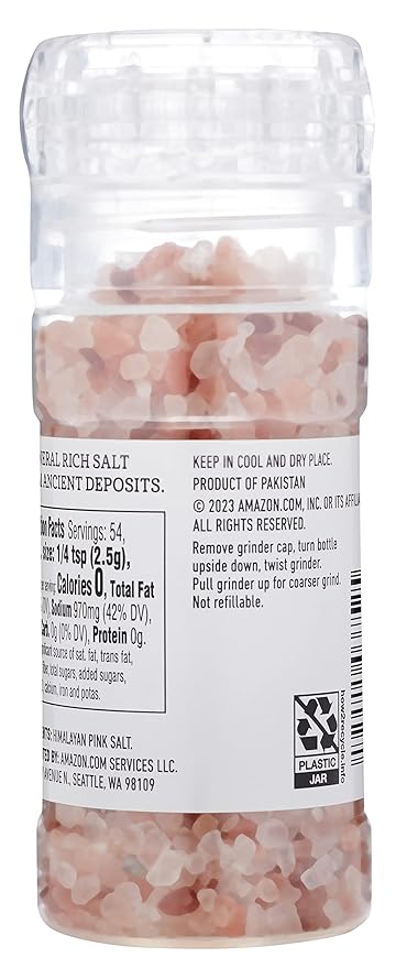 Amazon Fresh, Pink Himalayan Salt Grinder, 4.77 Oz (Pack of 5)