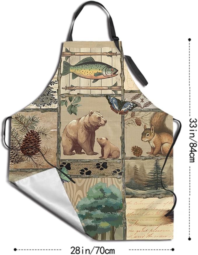 Funny Animal Apron with 2 Pockets Waterproof for Men Women Kitchen Garden Decor