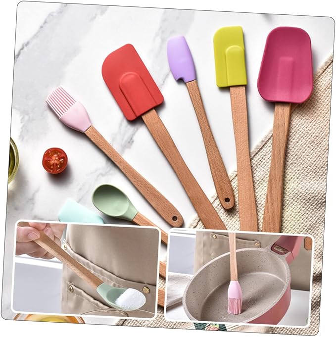 Multi-function Silicone Baking Utensils Household Spatulas and Spoons with Ergonomic Handles Heat-resistant Non-stick Kitchenware for Mixing Scraping and Cake Decorating
