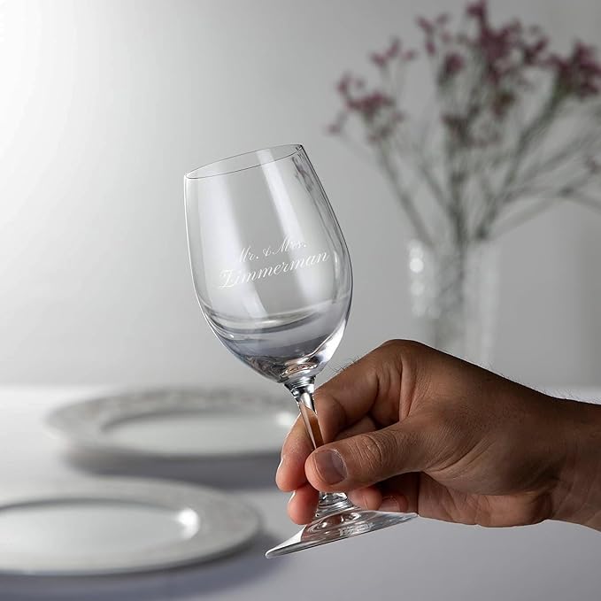 Riedel Personalized Ouverture White Wine Glasses, Set of 2 Custom Engraved 10oz Crystal Wine Glasses for Chardonnay, Pinot Grigio, Gift for Wine Lovers