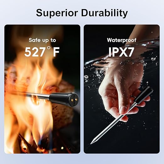 Wireless Bluetooth Meat Thermometer - 2 Probes & App Control, Christmas Birthday Gifts for Men, Smart Digital Thermometer for Cooking, Oven, Smoker, BBQ, Grill