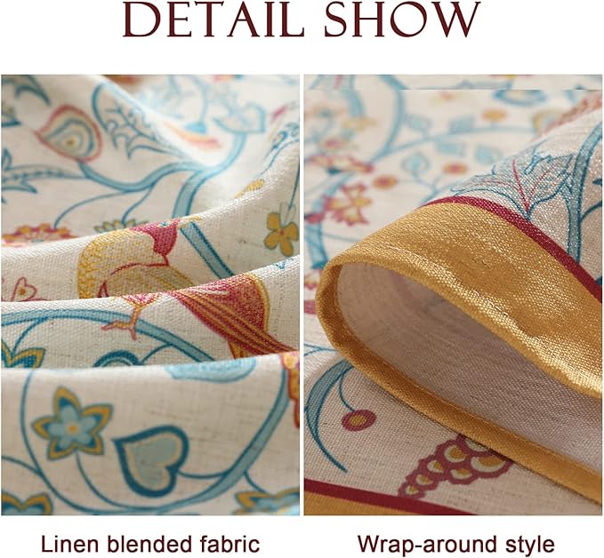 patdrea Designer Yellow French Spring Summer Tablecloth,Rustic Linen Floral Birds Pattern Table Cloth for Rectangle Tables,Decor Table Cover for Kitchen Dining Holiday Banquet,Christmas,63"*87"