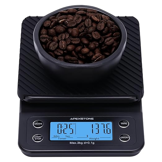 Coffee Scale with Timer Small, Apexstone Espresso Scale with Timer Small, Espresso Coffee Scale with Timer for Pour Over Coffee (Batteries Included)