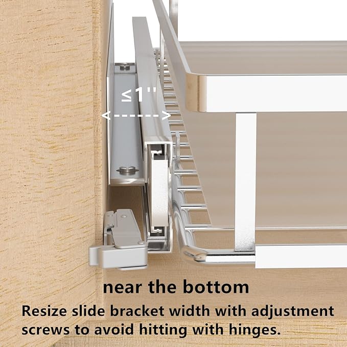 Pull Out Cabinet Organizer - Expandable Slide Out Pantry Shelves Heavy Duty Sliding Drawer Storage for Inside Kitchen Cabinet Under Sink, 12''-18.2''W x 16.9''D, 3 Pack