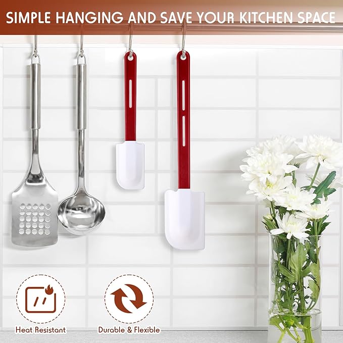 Norme 8 Pcs High Temp Silicone Spatulas Heat Resistant Rubber Spatula Commercial Silicone Scraper with Handle for Kitchen Cook Baking Mixing Utensil, Dishwasher Safe (10 Inch,14 Inch)