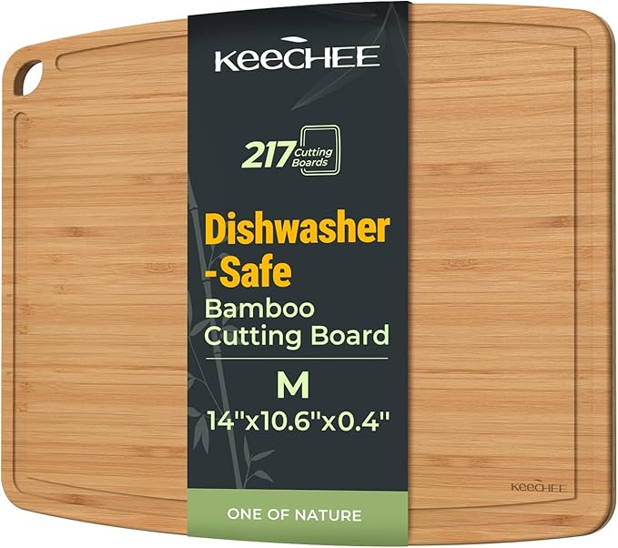 Dishwasher Safe Bamboo Cutting Board, Lightweight & Durable Wood Cutting Board, Reversible with Juice Groove, Easy to Store & Clean, Ideal Kitchen Gift for Home Cooks