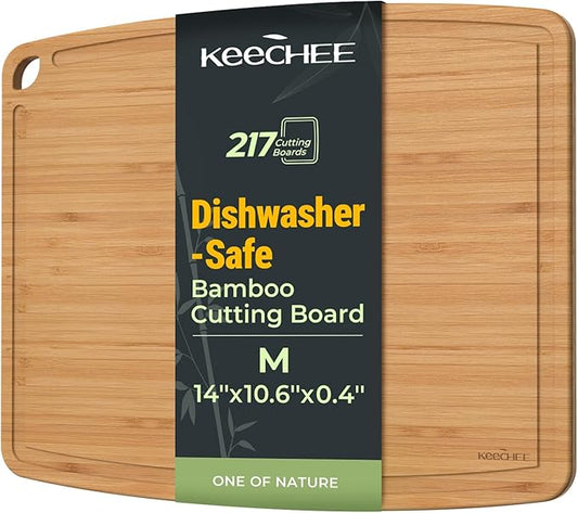 Dishwasher Safe Bamboo Cutting Board, Lightweight & Durable Wood Cutting Board, Reversible with Juice Groove, Easy to Store & Clean, Ideal Kitchen Gift for Home Cooks