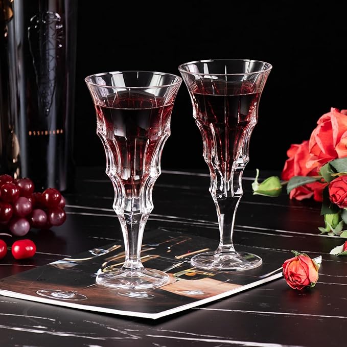 KAMMAK Wine Glasses Set of 2, 7.2 oz Hand Blown Crystal Bordeaux Wine Glasses, Thin Rim & Long Stem, Perfect for Red & White, Daily Use, Wedding Anniversary or Birthday Gift with Gift Box, Layered