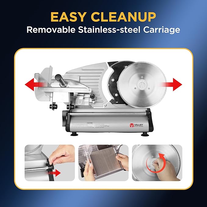 Meat Slicer, Electric Deli Meat Slicer with 8.7" Stainless Steel Blade, Adjustable Thickness slicers for Home Use, Easy to Clean, Cuts Meat, Bread, Cheese and Deli, Silver