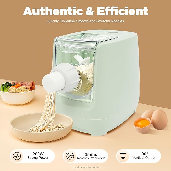 260W Electric Pasta Maker, Automatic Noodle Maker Machine with 13 Molds, Easy to Use and Clean Pasta Machine for Spaghetti, Dumpling Skins, Cannelloni, Macaroni, Noodle and More