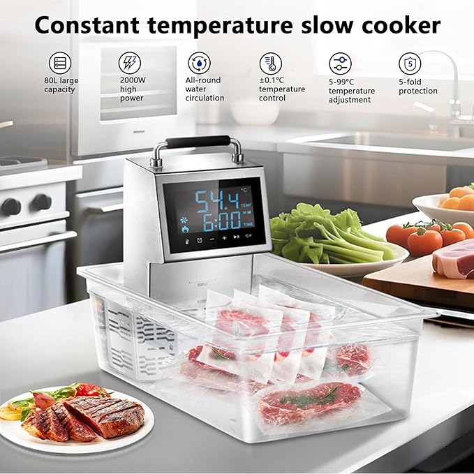 Sous Vide Precision Cooker 80L Immersion Circulator Sous Vide Machine Sous Vide Cookers Slow Cooker 0-99 Hours Time Adjustment,5-99℃ Temperature Control
