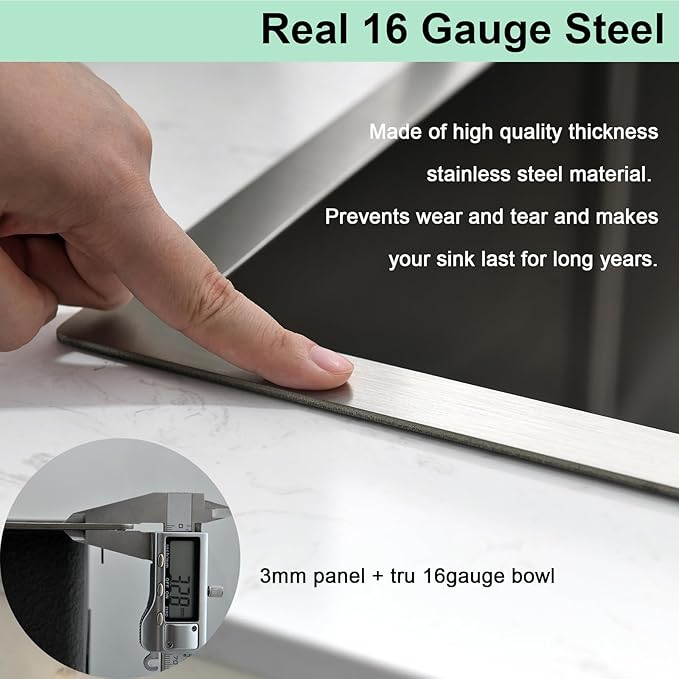 Drop In Kitchen Sink, 18 x 18 x 10 Inch 16 Gauge Single Bowl Topmount Wet Bar Sink T-304 Stainless Steel Kitchen Sinks