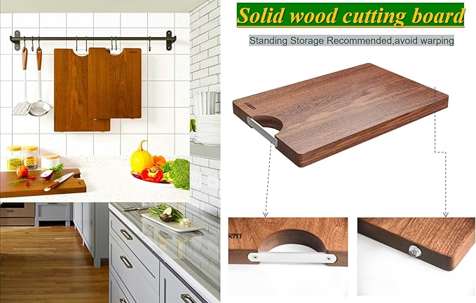 Solid Wood Cutting Board One Piece Cutting Boards Made of Entire Piece Sapele Wood, Hardwood Cutting Board Heavy Duty 17.7 * 11.8 * 1.2in (No Glue)