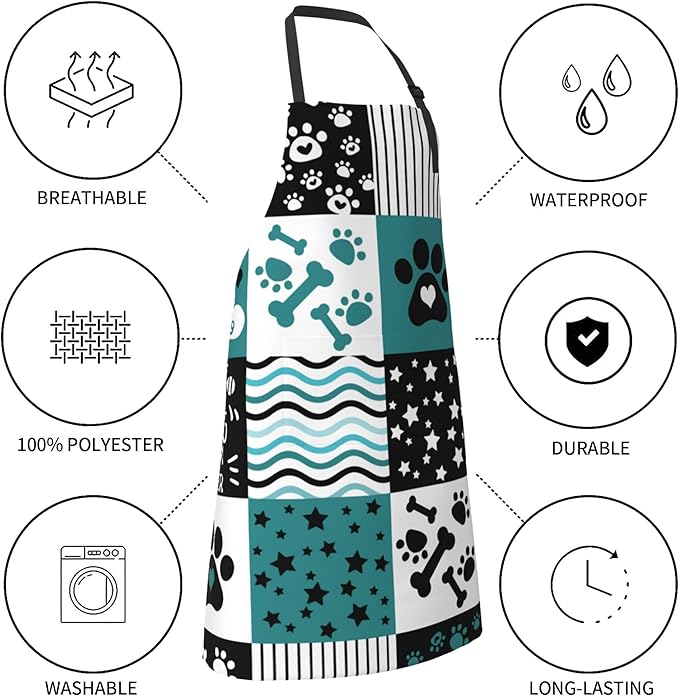 Funny Animal Apron with 2 Pockets Waterproof for Men Women Kitchen Garden Decor