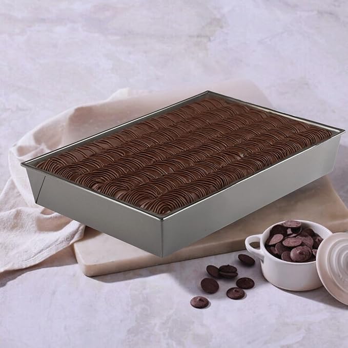 Rectangular Non-Stick Cake Pan 18x12 Inch Aluminized Steel Baking Tray for Oven Use Ideal for Cakes Brownies Roasting and Everyday Baking (2)