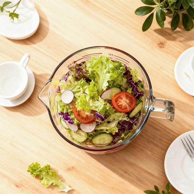 BCnmviku Glass Measuring Cups High Borosilicate [Insulated Handle | V-Shaped Spout]For Prepping Baking and Cooking Preheated Oven Dishwasher Freezer and Microwave Safe (700ml)