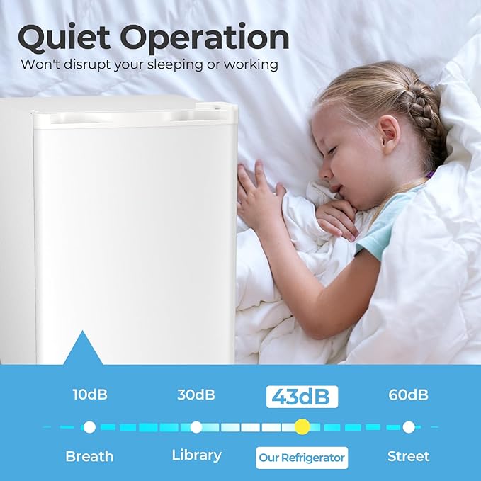 Antarctic Star 2.56 Cu.Ft. Mini Fridge with Freezer, Small Refrigerators with Adjustable Thermostat, Low Noise, Energy Saving, Compact Refrigerators for College Dorm, Office, Bedroom, Apartment, White