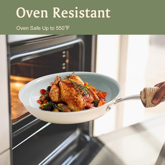 Nonstick Frying Pans Ceramic Skillet: 11 Inches Non Stick Egg Fry Pan - PFOA PTFE PFAs Free