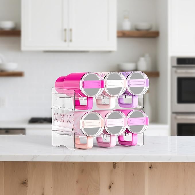 JYPS Water Bottle Tumbler Organizer，Stackable Stanley 40oz with Handle Cup Organizer, Large Water Bottle Holder Stanley Cup Accessories for Pantry Cabinet Kitchen Organizers and Storage