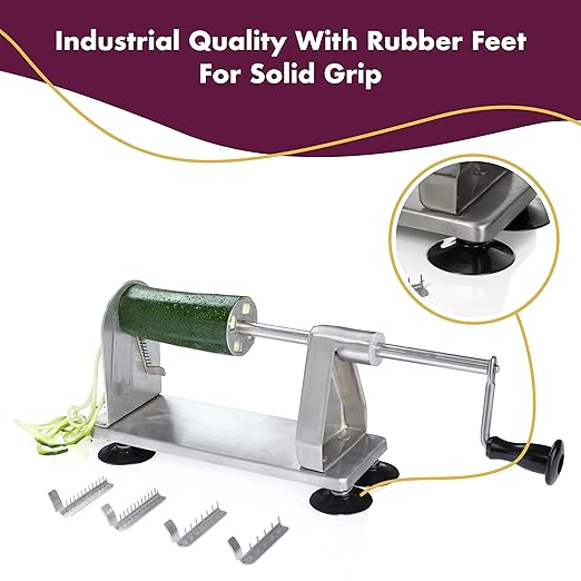 Homarden Stainless Steel Vegetable Spiralizer - 5 Blade Zucchini Noodle Maker - Industrial Quality Vegetable Slicer for Veggies, Salad Chopper, Potato Cutter, Zoodle Maker, 9 x 3.5 x 4.8 Inches