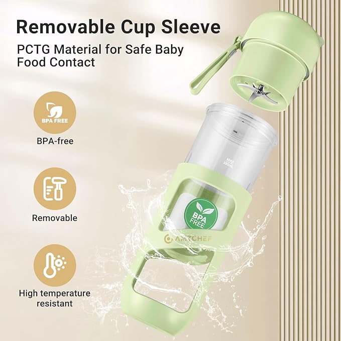 AMZCHEF Portable Blender, Strong Cutting Power with 10-Blade,Type-C Rechargeable,Vacuum Personal Size Mini Blender for Shakes and Smoothies, BPA free, for Sports, Travel, Hiking