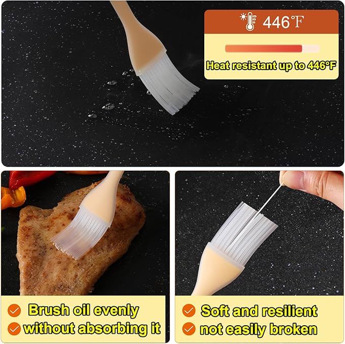 Silicone Spatula Set with Grooved Design + Basting Brush, Heat Resistant, BPA-Free & Non-Stick Small Rubber Spatula, Kitchen Utensils Set for Baking, Cooking, Scraping, Stirring & Basting 3 PCS