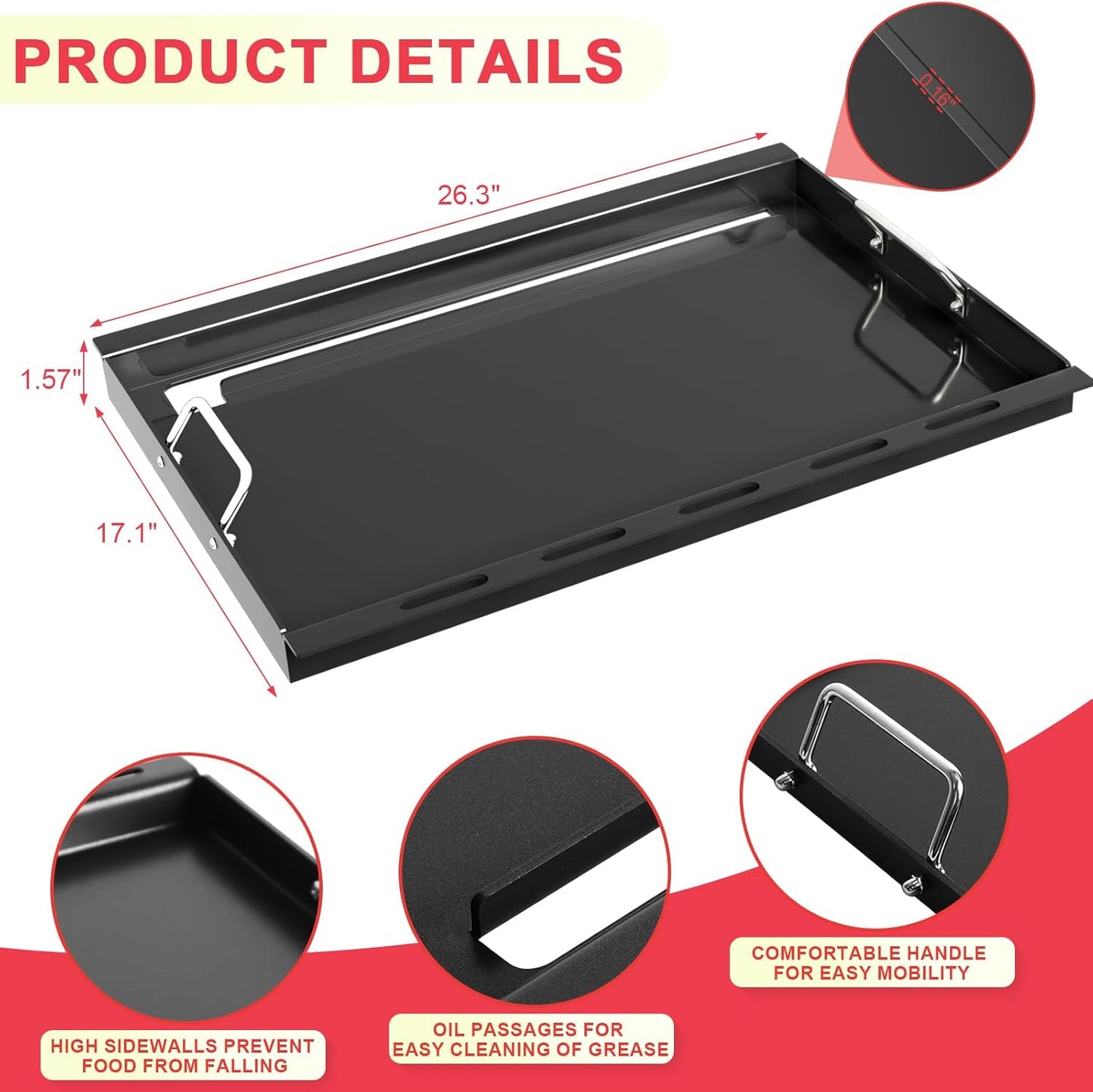 6788 Genesis II 300 Full Size Griddle Insert for Weber GS4 Genesis II 300 Series Grill Genesis II E-335 E-310 E-330 E-315 S-310 SX335 E-325 EX-335 Flat Top Griddle, Carbon Steel for 66095 66802