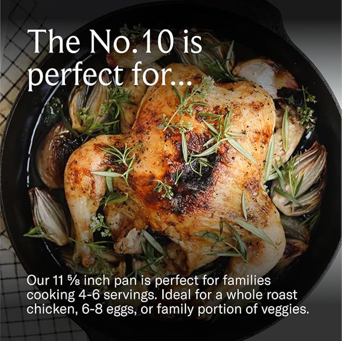 Field Company 11.63 Inch (Large) Cast Iron Skillet – No.10, Perfect for 4-6 Servings, Lightweight & Smooth, Preseasoned with Organic Oil – Made in USA, Vintage Design