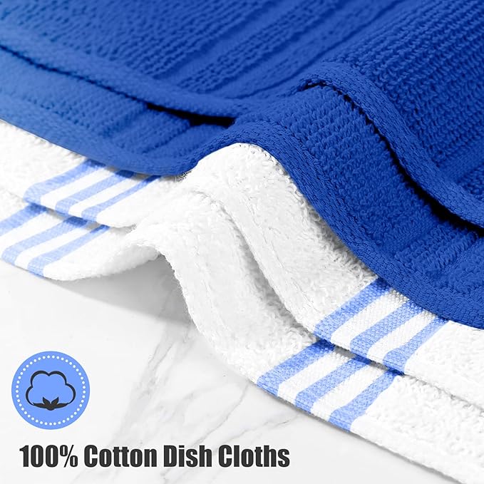 Oven Mitt and Pot Holders Sets, Quilted Cotton Terry Cloth,Non-Slip Pot Holder, Silicone Oven Mitt Heat Resistant, Oven Mittens 7.3"x14.2", Hot Pad 7"x10" & Dish Cloths 13"x25"