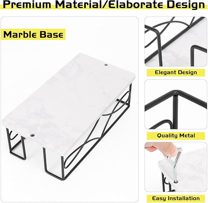 Napkin Holder with Marble Base, Guest Towel Paper Dispenser for Table, Modern Metal Napkin Stand, Ideal for All Bathroom Vanity, Kitchen Decor Accessories (Matte Black, 3.2 Inch)