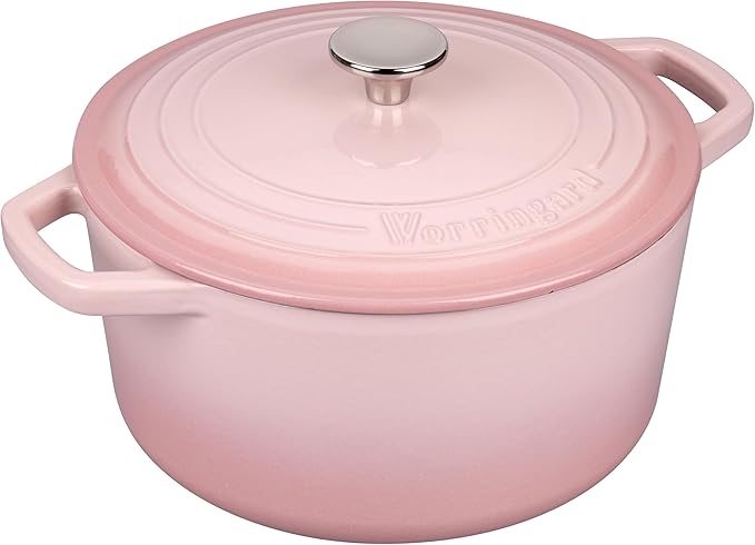 Enameled Cast Iron Dutch Oven Pot with Lid, for Bread Baking, Round Bread Oven- include Sourdough Bread Baking Supplies set, 4.5QT, Pink