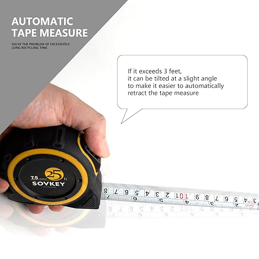 25ft(7.5-Meters) Tape Measure, Self-Lock, Dual Scale,Easy Read Measuring Tape