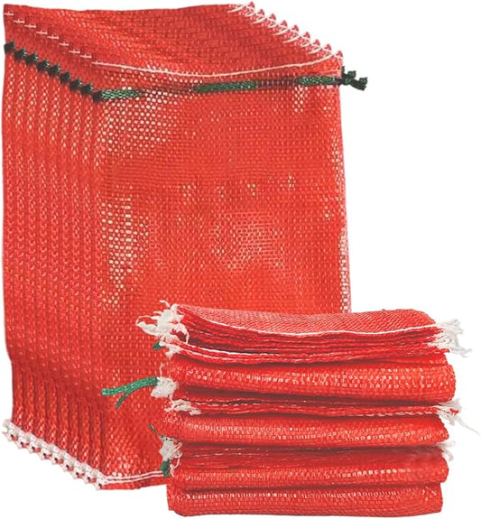 10 Pack Mesh Onion Bags, 11"×18" Reusable Vegetable Produce Bags 10LB with Drawstring for Onions Vegetables Crawfish Citrus Firewood (10, 11''*18'')