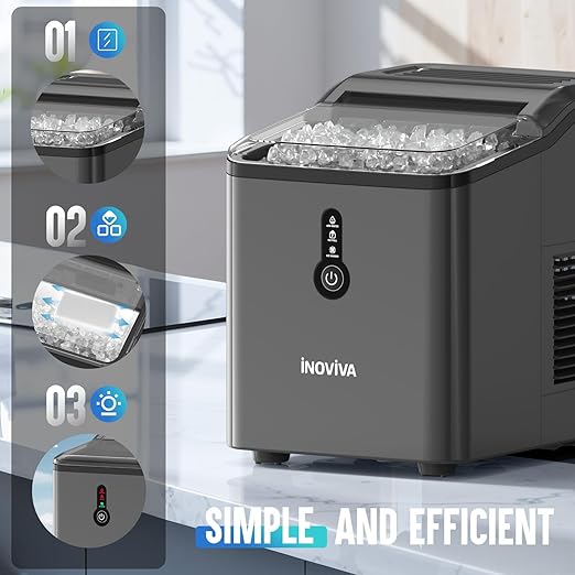 Nugget Ice Maker Countertop – 6 Mins Fast Ice Production, FLASHCHILL™, 26.5 LBS/Day, Self-Cleaning, Compact Portable Design, Ideal for Home, Office & Parties