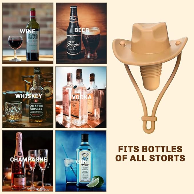 Cowboy Hat Silicone Wine Stopper -Wine Accessories Gifts for Adults-Funny Kitchen Gadgets Gifts for Wine Lover