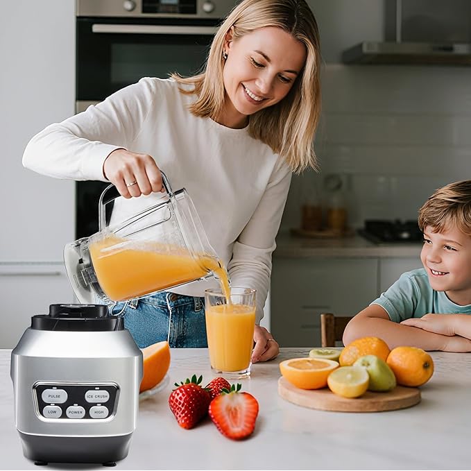 Sweetcrispy Countertop Blender, 1400W 60oz Blender Combo for Kitchen, Smoothies Maker With BPA-Free Portable Cups For Shakes, Sauces, Juice, Ice Crushing, Silver