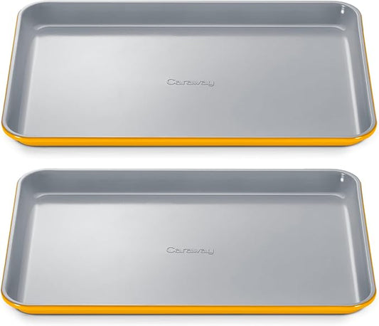 Caraway Non-Stick Ceramic Medium Baking Sheet - Naturally Slick Ceramic Coating - Non-Toxic, PTFE & PFOA Free - Perfect for Baking, Roasting, and More - Medium (15" x 10") - Marigold