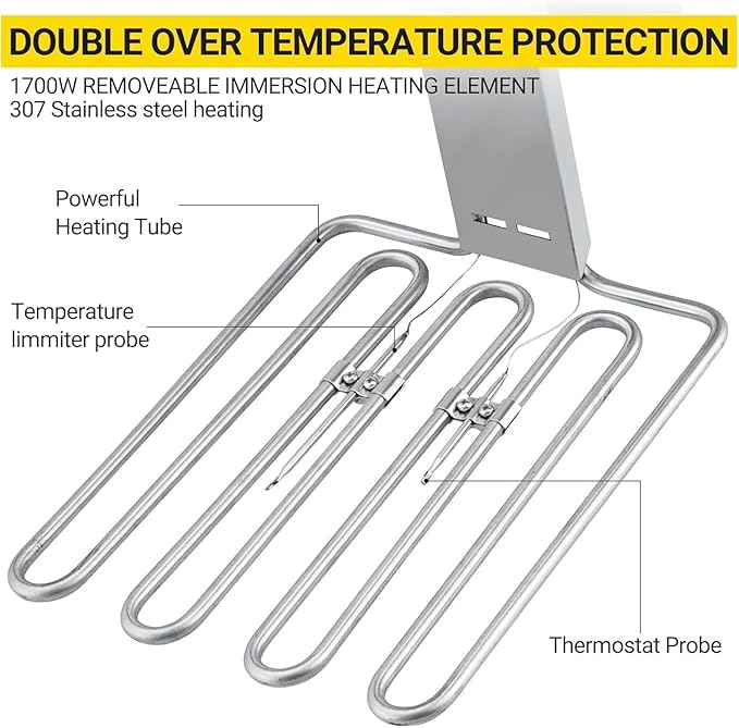 Commercial 11L/3.3Gal Deep Fryer 1700W,201 Stainless Steel Electric Fryer with Adjustable Thermostat, Extra-Thick 6LB Basket & Splash Guard Lid for Restaurant, Food Truck, Home Kitchen