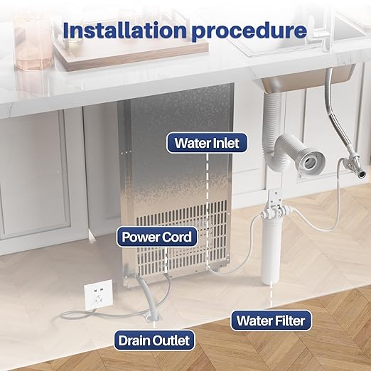 Coolake 15 Inch Wide Under Counter Ice Maker, 80lbs/Day Built-in Freestanding Ice Machine with 25lbs Storage Bin, Stainless Steel Self-Cleaning LCD Panel, Under Cabinet Ice Maker for Home Office