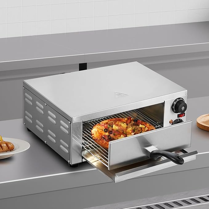 VEVOR Electric Pizza Oven for Countertops, 12-inch, 1500W, with Temp Control & 0-120 Min Timer, Even Baking Technology & Easy Clean Crumb Tray, Ideal for Both Commercial & Home Kitchens