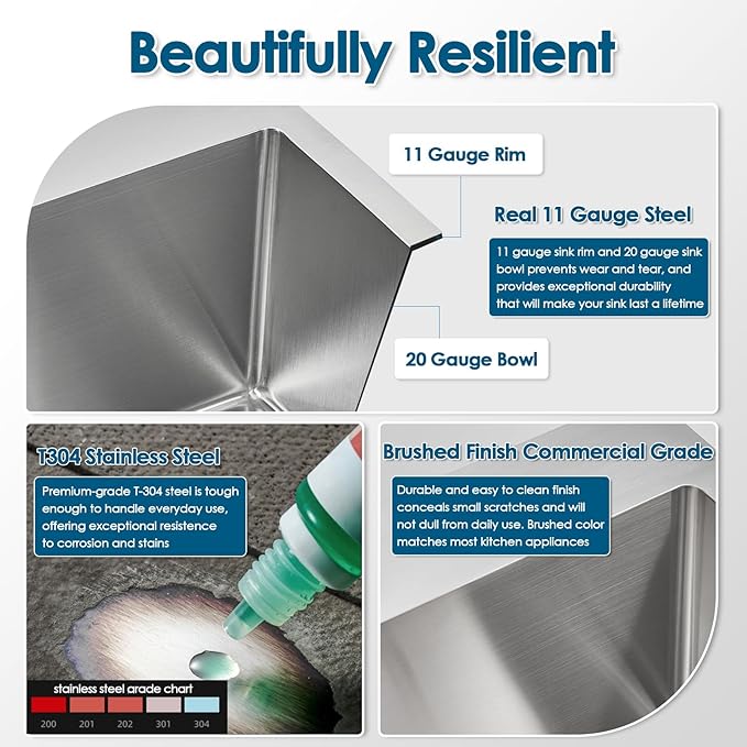 ROVOGO 25x18x9 Drop-in Kitchen Sink Single Bowl with Offset Drain Assembly and Bottom Grid, 304 Stainless Steel Handmade Modern Sink Top Mount with 1 Faucet Hole, Brushed