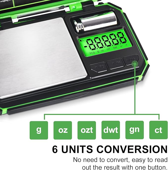 Fuzion TU-X Digital Gram Scale, 200g/0.01g Pocket Herb Scale with 6 Units for Personal Hobbies, Small Scale .01 Gram Accuracy Measuring Jewelry, Food, Powder