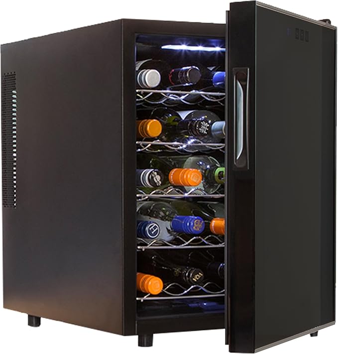 Koolatron Wine Fridge - Wine Cooler, 20 Bottle Wine Cabinet for Champagne, Red & White Wine, Freestanding Cellar For Bar, Home, Kitchen, Double Paned Glass Door, (48L)