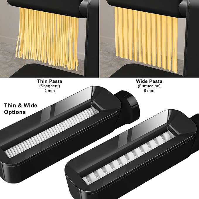 Electric Pasta Maker, 3-in-1 Pasta Maker Machine Includes Pasta Roller Spaghetti Cutter & Fettuccine Cutter with Cleaning Brush, Noodle Maker for Home Use, Black