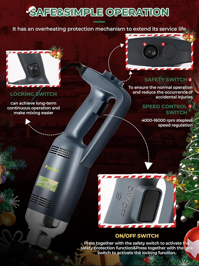 Commercial Immersion Blender Hand held Blenders Heavy Duty Variable Speed Mixer 4000-16000RPM with 20-Inch Removable Shaft 50-Gallon Capacity 500W Multifunction Pro Electric Stick Emulsifier