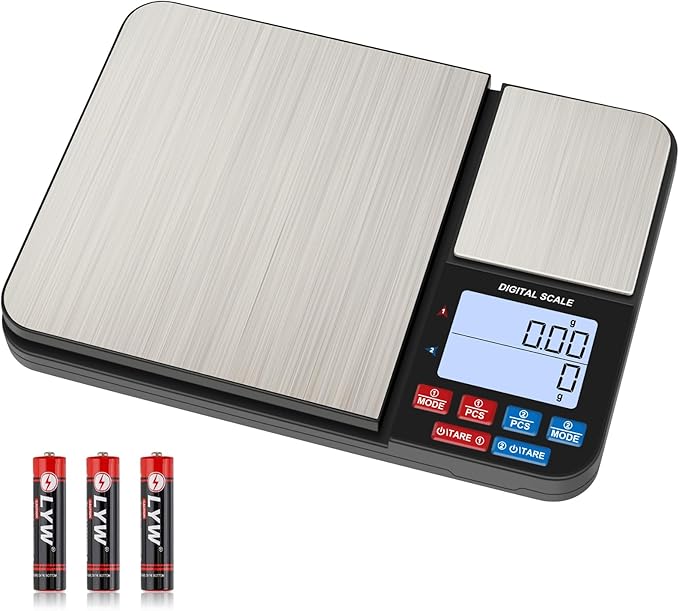 22lb Dual Platform Digital Kitchen Scale, Diyife® Stainless Steel Food Scale with 22lb and 17.6oz Precision Capacity (0.01oz/0.001oz), 7 Units, Tare, Multifunctional for Baking Cooking Food Weighing