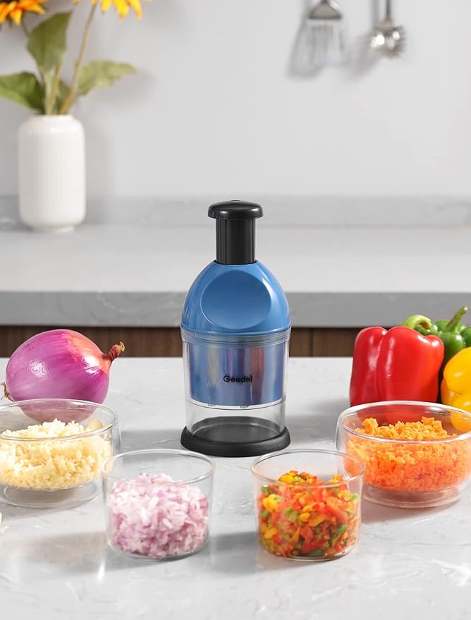 Geedel Food Chopper, Easy to Clean Manual Hand Vegetable Chopper Dicer, Dishwasher Safe Slap Onion Chopper for Veggies Onions Garlic Nuts Salads